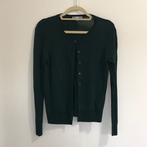 UNIQLO Extra Fine Merino Crewneck Cardigan Green